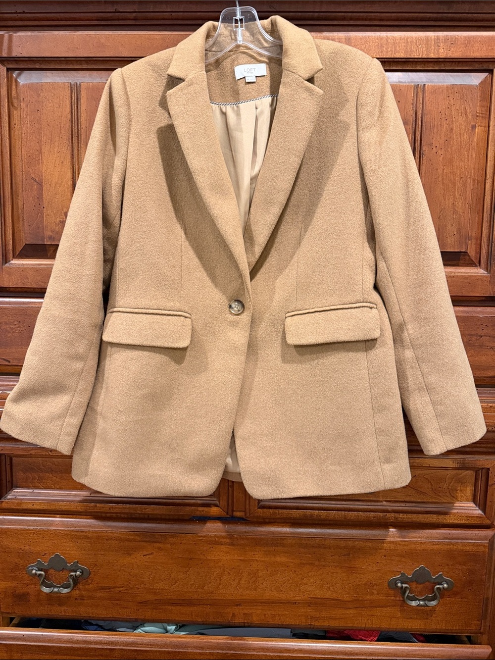 LOFT Camel Single-Button Blazer Jacket
